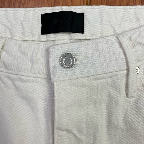 NWT RtA High Rise Straight Leg Distressed Hem Denim Jeans Ivory Size 28 - Picture 5 of 11